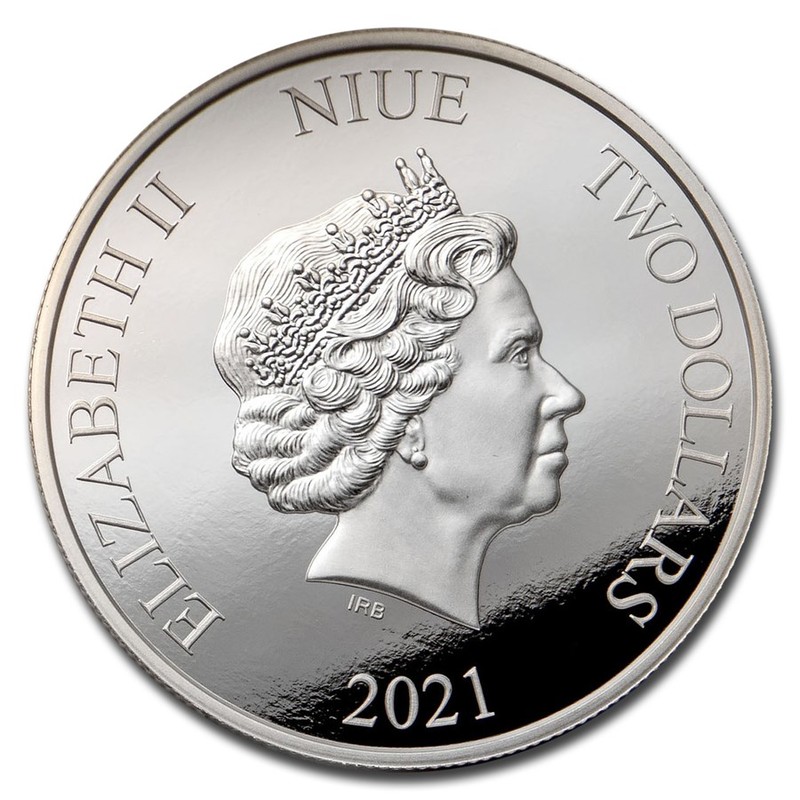 Серебряная монета Ниуэ "Год Быка" 2021 г.в. (с цветом), 31.1 г чистого серебра (Проба 0,999)