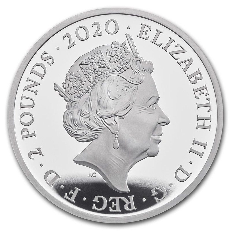 Серебряная монета Великобритании "Легенды музыки. Элтон Джон" 2020 г.в., 31.1 г чистого серебра (проба 0,999)