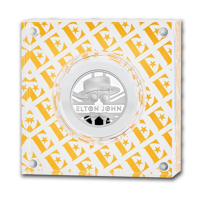 Серебряная монета Великобритании "Легенды музыки. Элтон Джон" 2020 г.в., 15.55 г чистого серебра (проба 0,999)