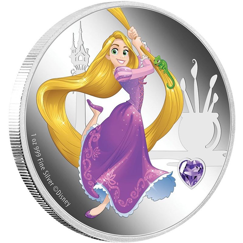 Серебряная монета Ниуэ "Принцессы Диснея: Рапунцель" 2020 г.в., 31.1 г чистого серебра (Проба 0,999)