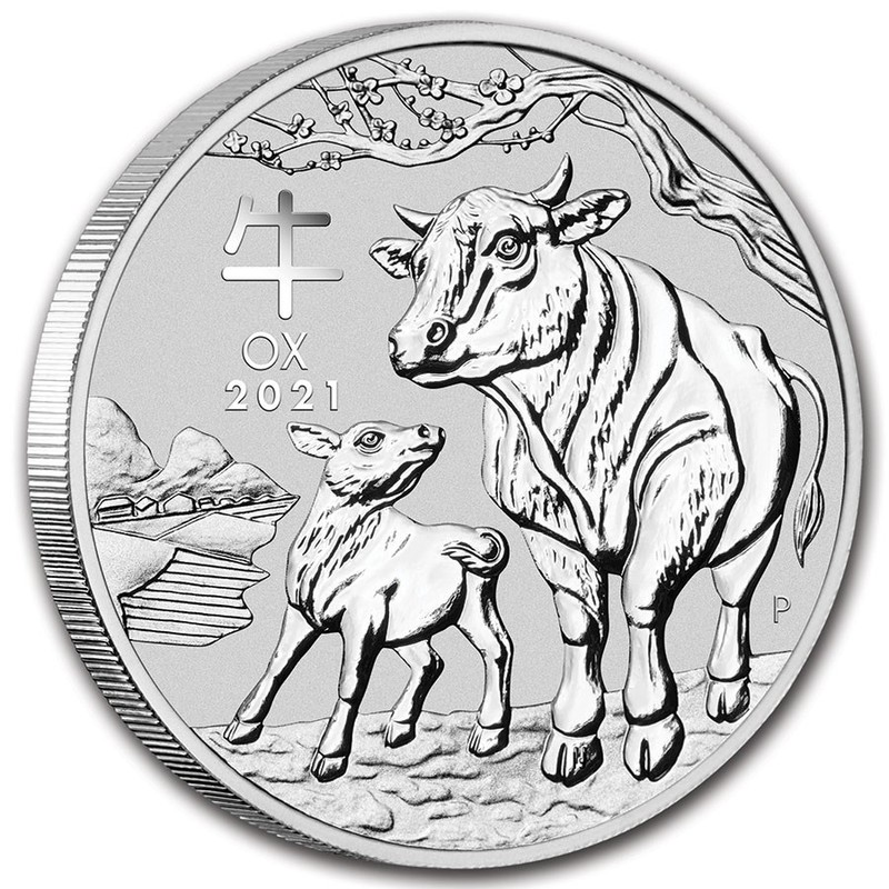 Серебряная монета Австралии "Лунный календарь III - Год Быка" 2021 г., 15.55 г чистого серебра (Проба 0,9999)