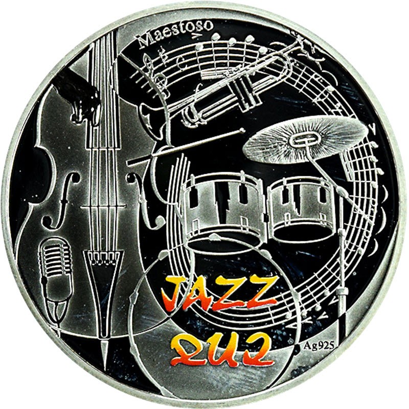 Серебряная монета Армении "Армянский джаз" 2010 г.в., 26.16 г чистого серебра (Проба 0.925)