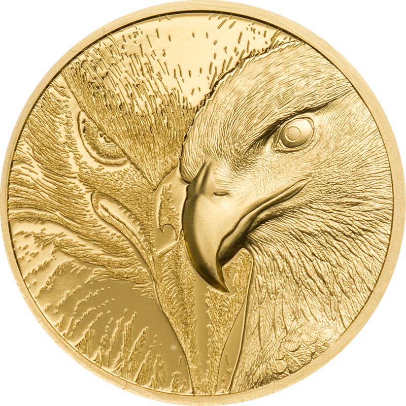 Золотая монета Монголии "Величественный Орел" 2020 г.в., 31.1 г чистого золота (Проба 0,9999)