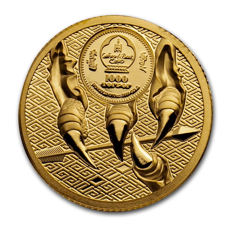 Золотая монета Монголии "Величественный Орел" 2020 г.в., 3.11 г чистого золота (Проба 0,9999)