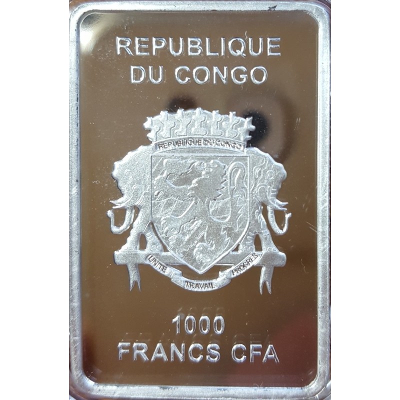 Серебряная монета Конго "Счастливый малыш" 2015 г.в., 19.98 г чистого серебра (Проба 0,999)
