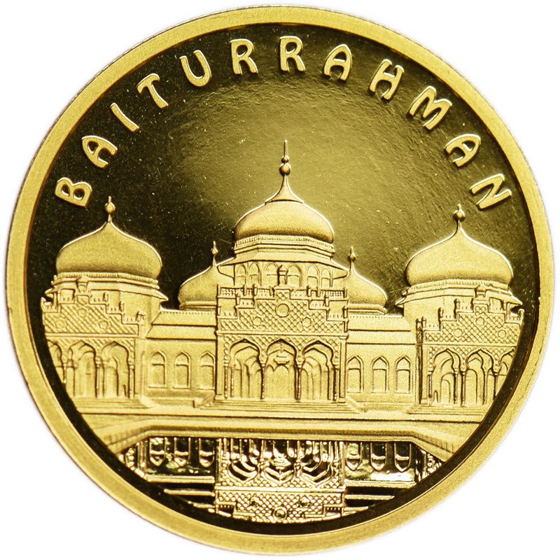 Комиссия: Золотая монета Казахстана «Мечеть Байтуррахман» 2013 г.в., 3.11 г чистого золота (проба 0,999)