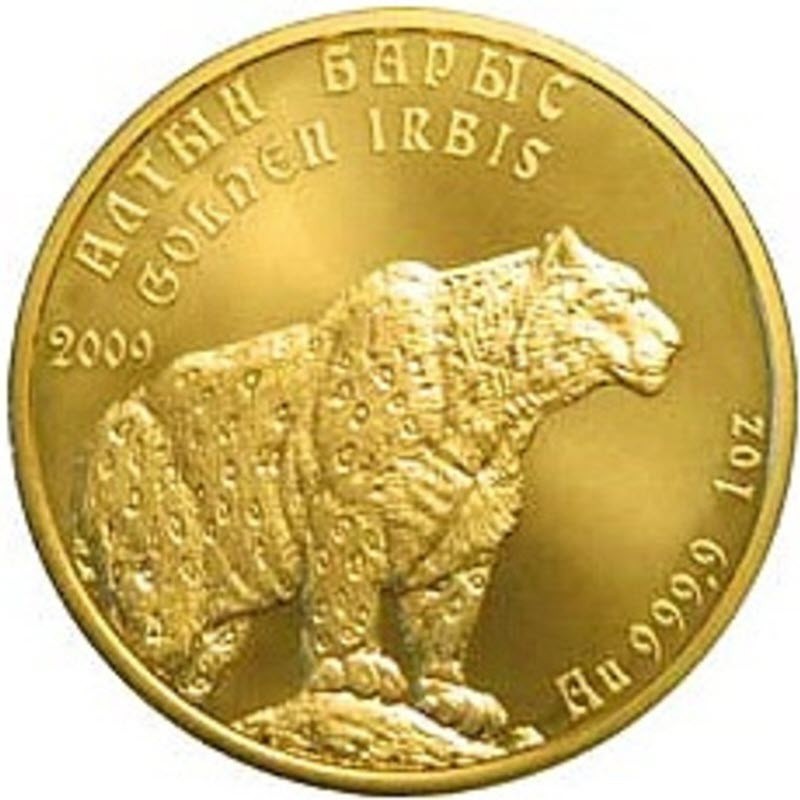 Комиссия: Золотая монета Казахстана «Ирбис» 2009 г.в., 31,1 г чистого золота (проба 0,999)