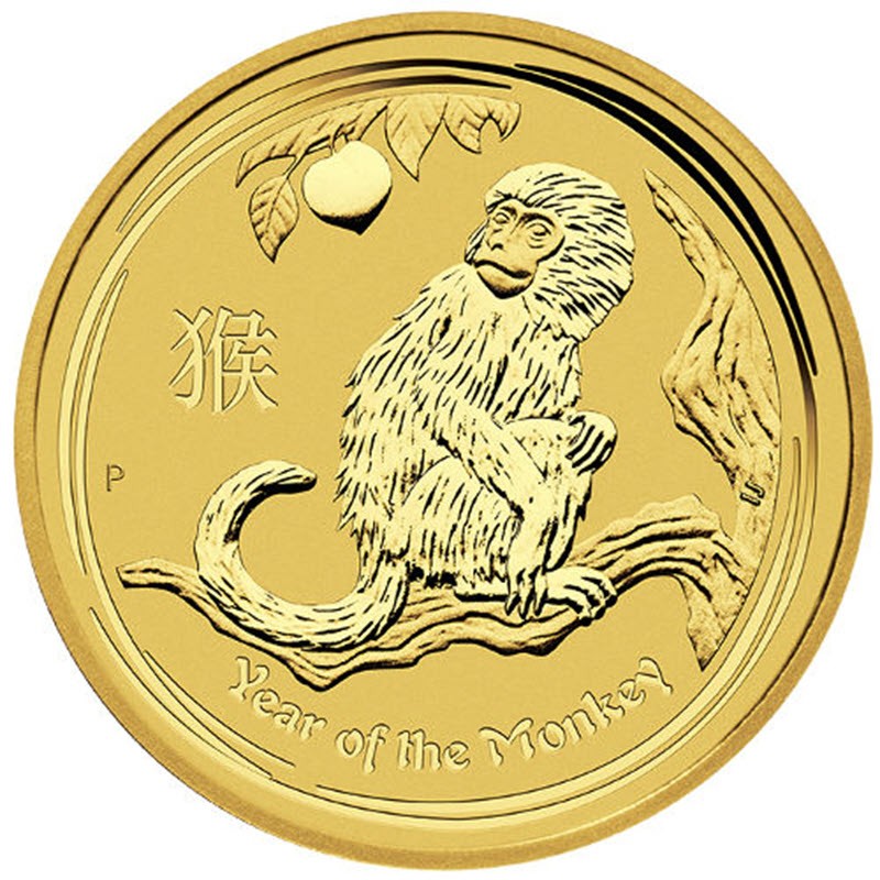 Комиссия: Золотая инвестиционная монета Австралии «Год Обезьяны» 2016 г.в., 15.55 г чистого золота (проба 0,9999)