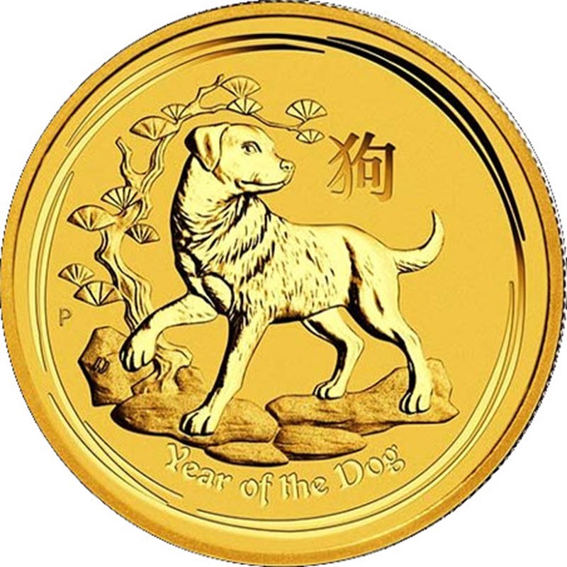 Комиссия: Золотая инвестиционная монета Австралии «Год Собаки» 2018 г.в., 15.55 г чистого золота (проба 0,9999)