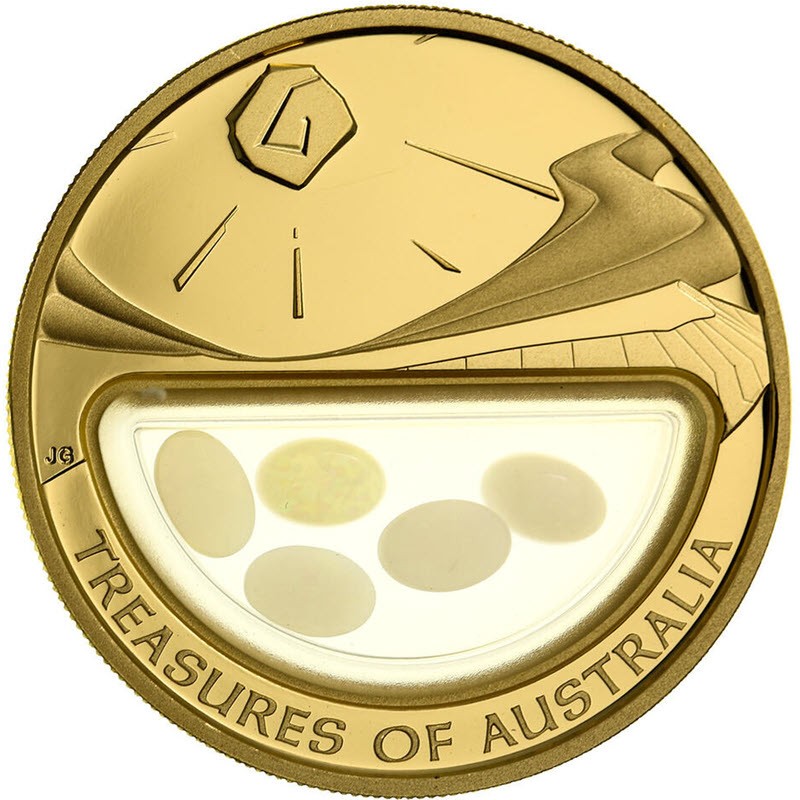 Комиссия: Золотая монета Австралии «Опалы» 2008 г.в., 31.1 г чистого золота (проба 0,9999)