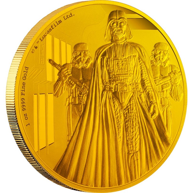 Золотая монета Ниуэ "Звездные Войны: Дарт Вейдер" 2016 г.в., 31.1 г чистого золота (Проба 0,9999)