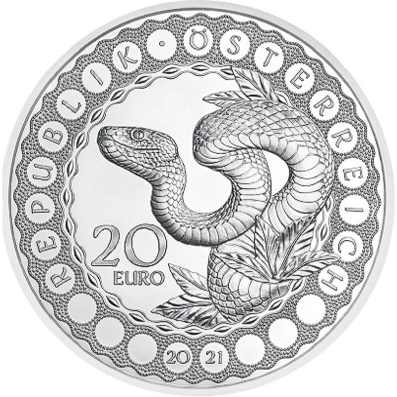 Серебряная монета Австрии "Глаза Мира. Радужный Змей Австралии" 2021 г.в., 20.74 г чистого серебра (Проба 0,925)