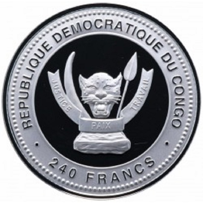 Серебряная монета Конго "Год Козы. Счастье" 2015 г.в., 31.1 г чистого серебра (Проба 0,999)