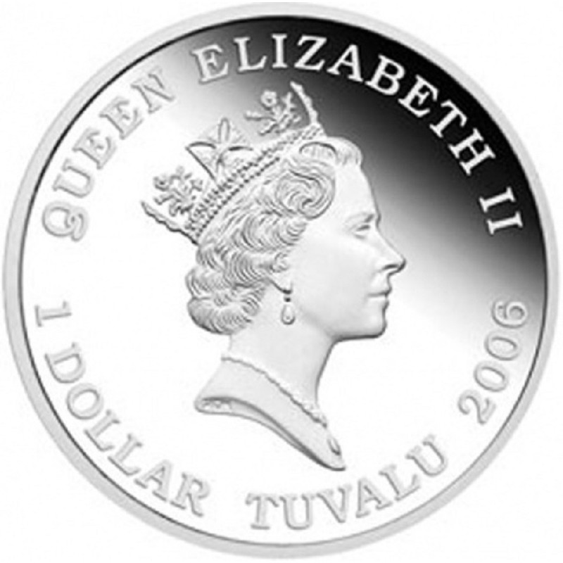 Набор из 5-ти серебряных монет Тувалу "Легендарные спорт-кары" 2006 г.в., 5 * 31.1 г чистого золота (Проба 0,999)