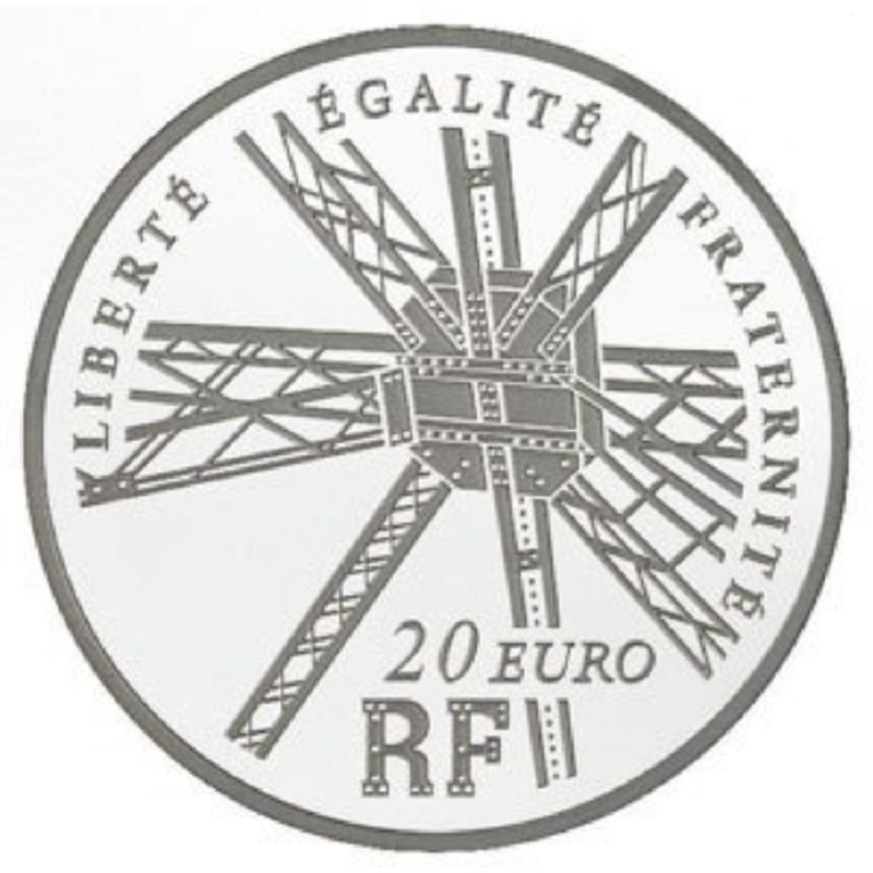 Серебряная монета Франции "120 лет Эйфелевой Башне" 2009 г.в., 39.96 г чистого серебра (Проба 0,900)