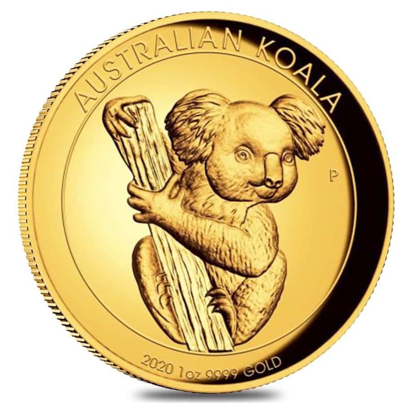 Золотая монета Австралии "Коала" 2020 г.в.(высокий рельеф), 62.2 гр чистого золота (проба 0.9999)