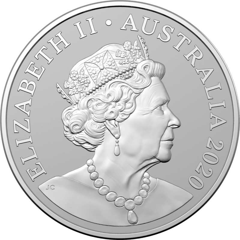 Серебряная монета Австралии "Кукабарра и Бранденбургские ворота" 2020 г.в., 31.1 г чистого серебра (Проба 0,9999)