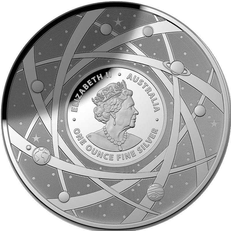 Серебряная монета Австралии "Млечный Путь" 2021 г.в., 31.1 г чистого серебра (Проба 0,999)