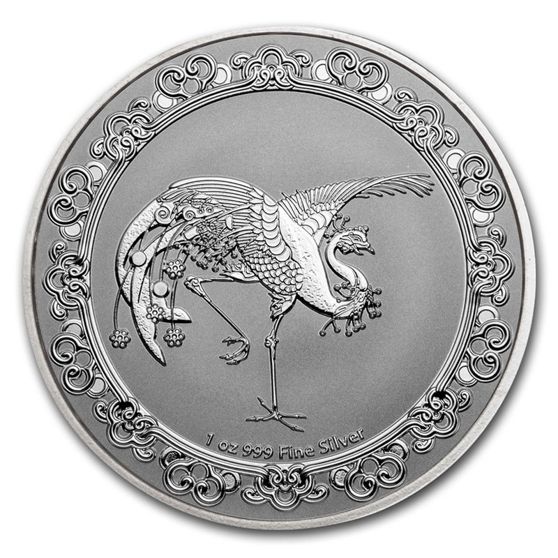 Серебряная монета Ниуэ "Небесные животные: Красный феникс" 2020 г.в., 31.1 г чистого серебра (Проба 0,999)