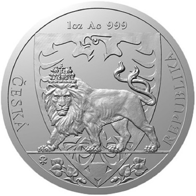 Серебряная монета Ниуэ «Чешский Лев» 2020 г.в., 31.1 г чистого серебра (проба 0.999)