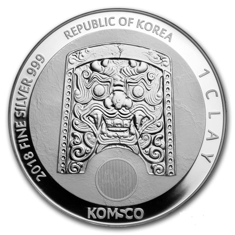 Серебряная монета Южной Кореи "Zi:Sin: Страж Канис" 2018 г.в., 31.1 г чистого серебра (Проба 0,999)