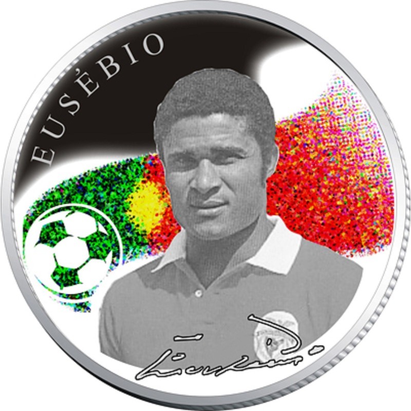Серебряная монета Армении "Короли футбола - Эусебио" 2008 г.в., 26.16 г чистого серебра (Проба 0,925)