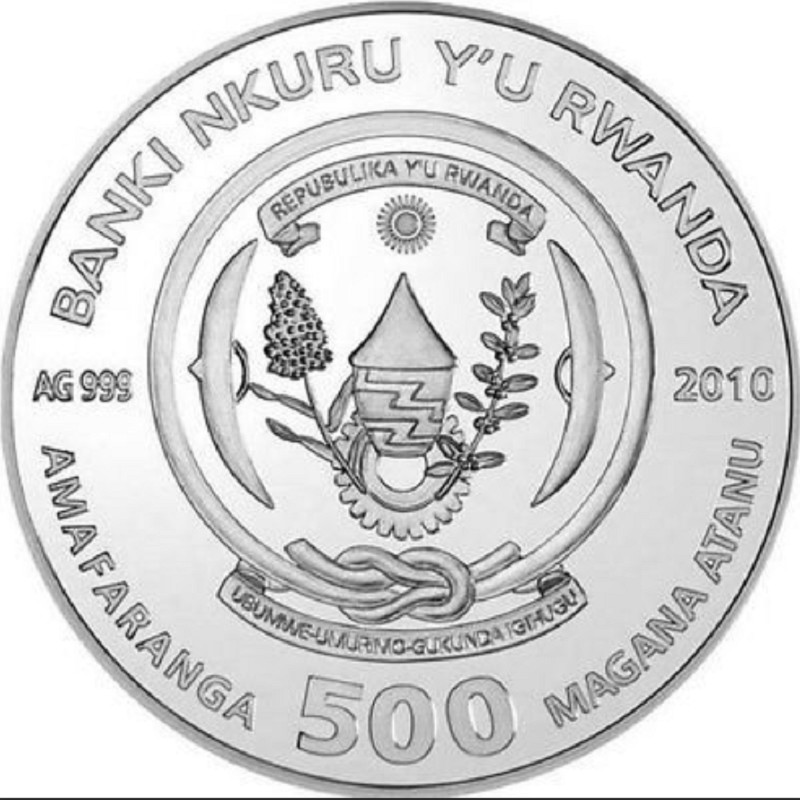 Серебряная монета Руанды "Морская жизнь. Карибская рифовая акула" 2010 г.в., 20 г чистого серебра (Проба 0,999)
