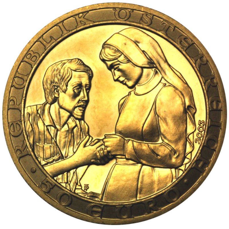 Комиссия: Золотая монета Австрии «Добрый Самаритянин» 2003 г.в., 10,14 г чистого золота (проба 0,986)