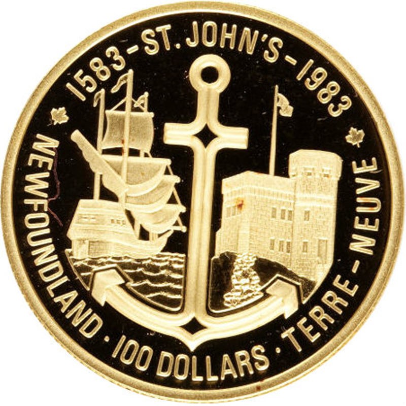 Комиссия: Золотая монета Канады «Образование Ньюфаундленда» 1983 г.в., 15,55 г чистого золота (проба 0,917)