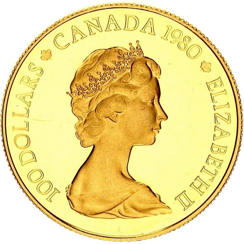 Комиссия: Золотая памятная монета Канады «Арктические территории» 1980 г.в., 15,5 г чистого золота (проба 0,917)