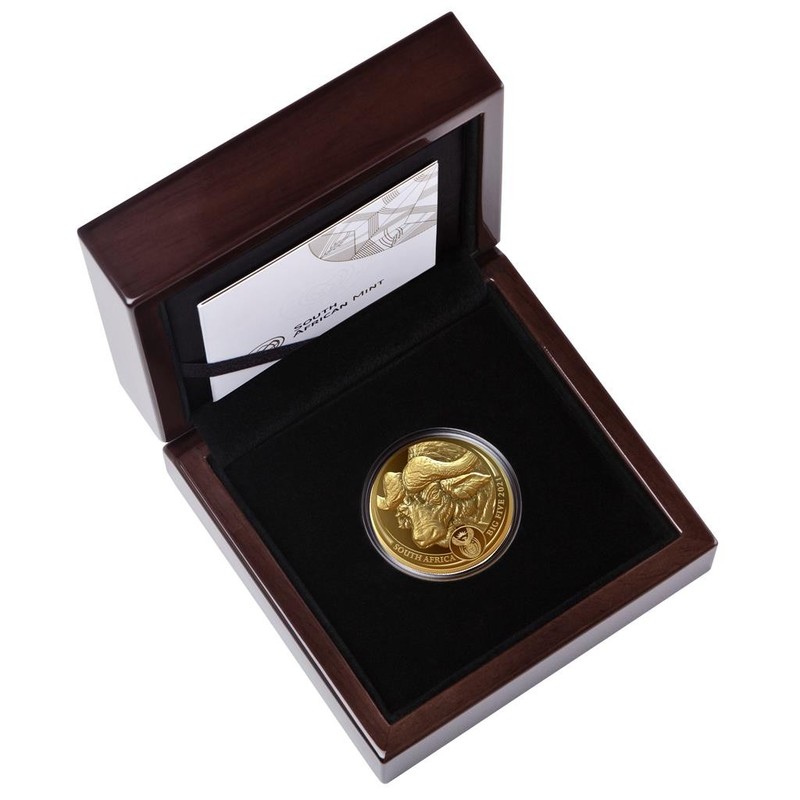 Золотая монета ЮАР "Большая пятерка: Буйвол" 2021 г.в.(пруф), 31.1 г чистого золота (Проба 0,9999)