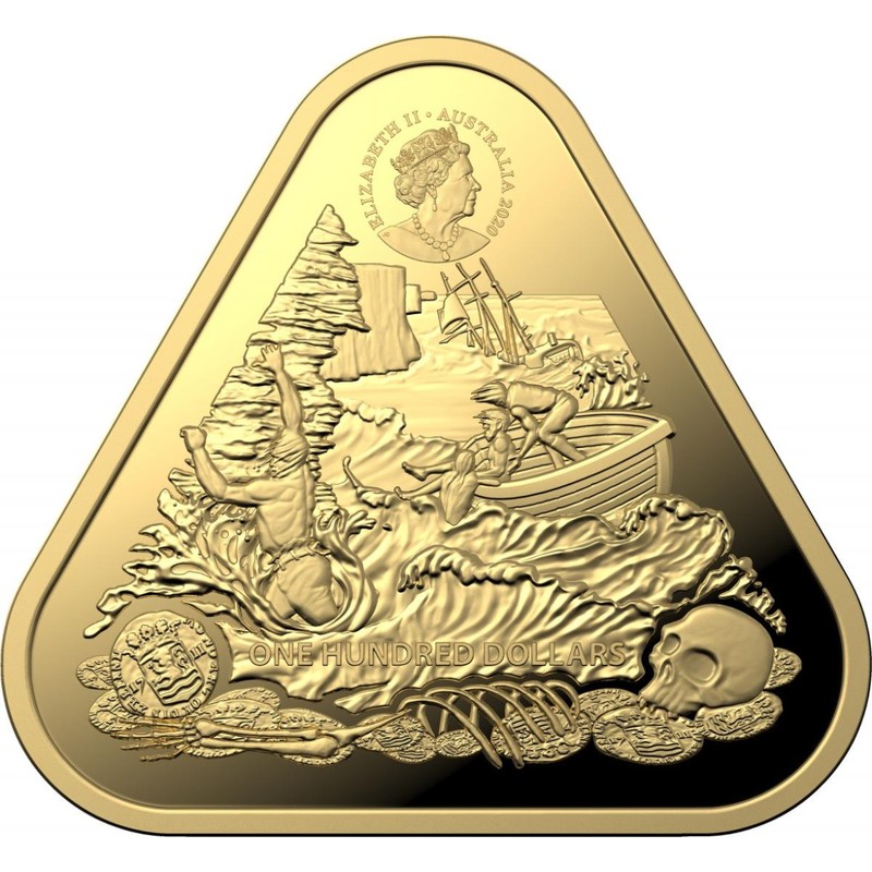 Золотая монета Австралии "Кораблекрушение "Зюйддорп"" 2020 г.в., 31.1 г чистого золота (Проба 0,9999)