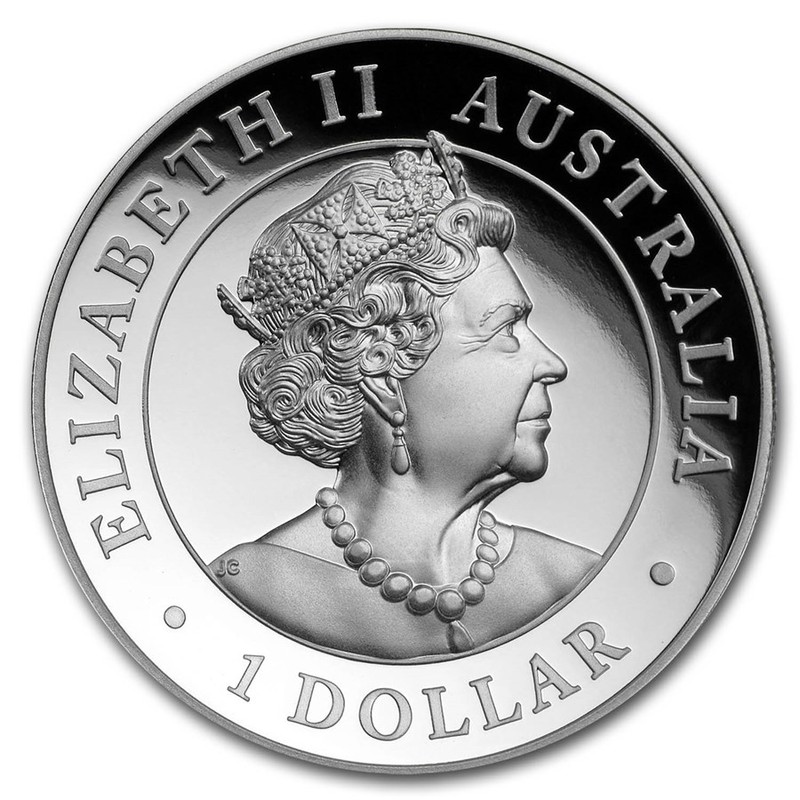 Серебряная монета Австралии "Коала" 2019 г.в. (высокий рельеф), 31.1 г чистого серебра (Проба 0,9999)