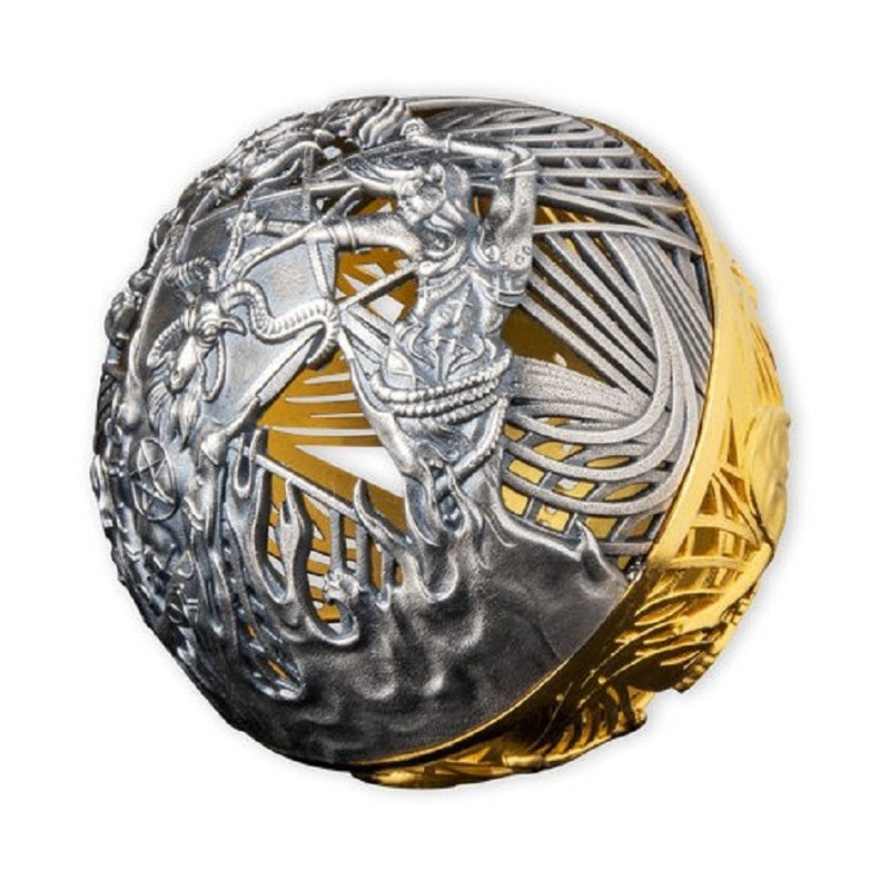 Серебряная монета Самоа "Небеса и Ад" 2021 г.в., 62.2 г чистого серебра (Проба 0,999)