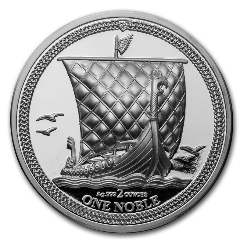 Серебряная монета Острова Мэн "Один Нобль" 2020 г.в. (пруф), 62.2 г чистого серебра (Проба 0,999)