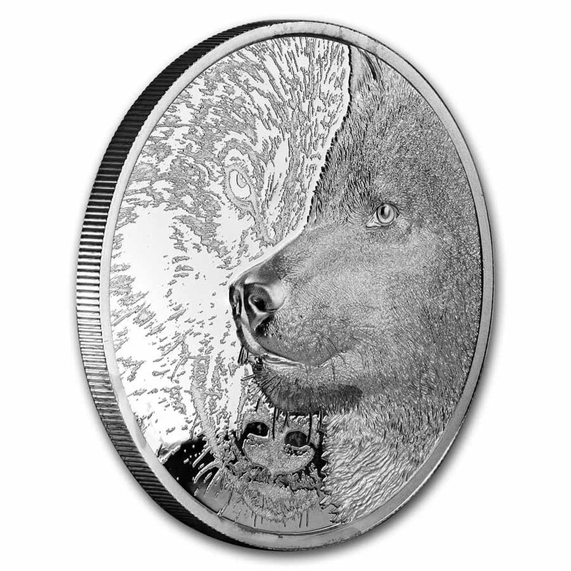 Платиновая монета Монголии "Мистический волк" 2021 г.в., 31.1 г чистой платины (Проба 0,9995)