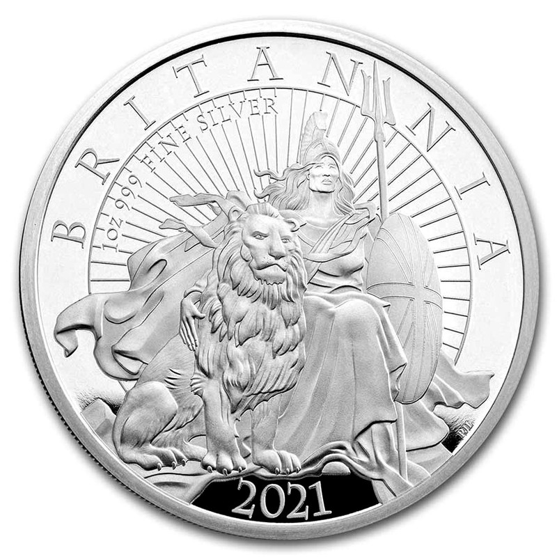 Серебряная монета Великобритании "Британия" 2021 г.в.(пруф), 31.1 г чистого серебра (Проба 0,999)