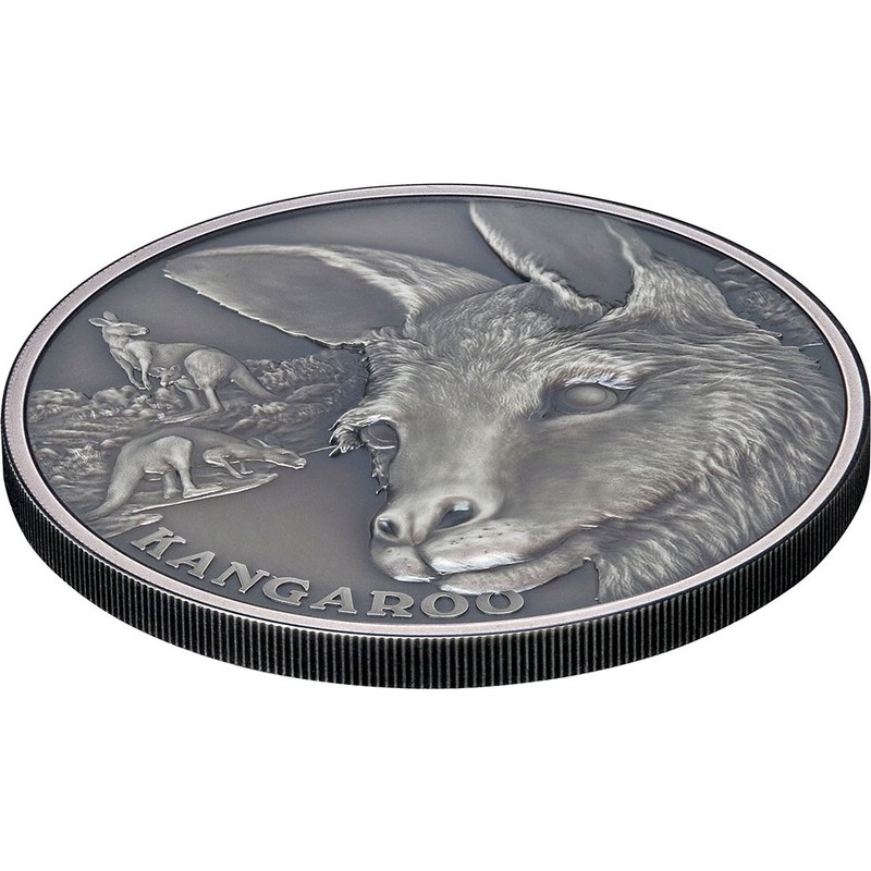 Серебряная монета Ниуэ "Кенгуру" 2021 г.в. (античный стиль), 31.1 г чистого серебра (Проба 0,9999)