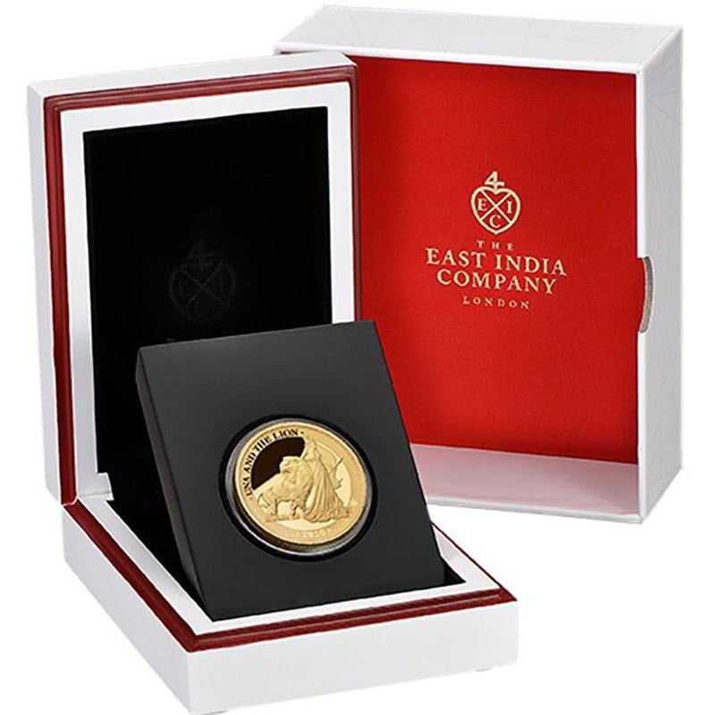 Золотая монета Острова Святой Елены "Уна и лев" 2020 г.в., 31.1 г чистого золота (Проба 0,9999)