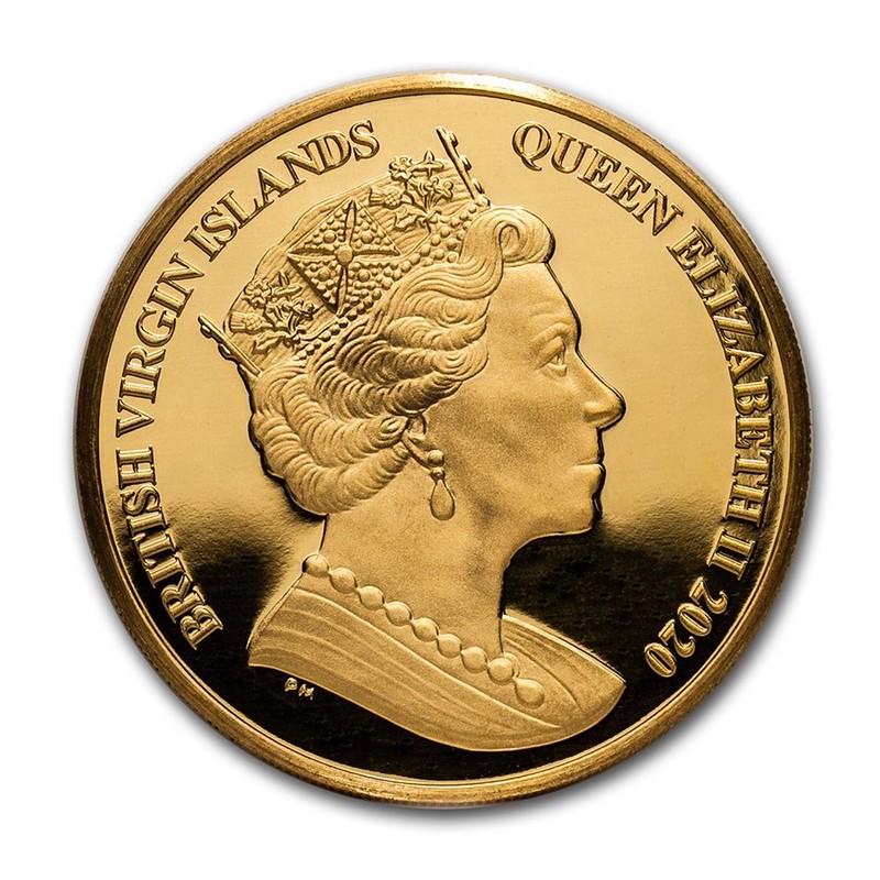 Золотая монета Виргинских островов "Мэйфлауэр" 2020 г.в., 31.1 г чистого золота (Проба 0,999)