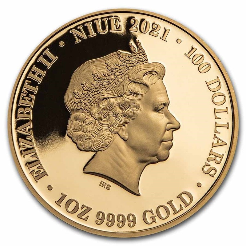 Золотая монета Ниуэ "Кенгуру" 2021 г.в., 31.1 г чистого золота (Проба 0,9999)