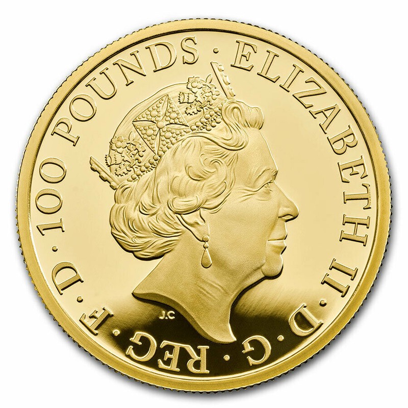 Золотая монета Великобритании "Белая лошадь Ганновера" 2020 г.в. (пруф), 31.1 г чистого золота (проба 0.9999)