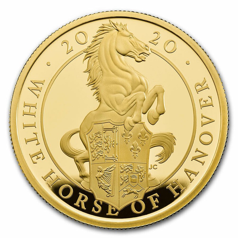 Золотая монета Великобритании "Белая лошадь Ганновера" 2020 г.в. (пруф), 31.1 г чистого золота (проба 0.9999)