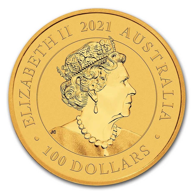 Золотая монета Австралии «Лебедь» 2021 г.в., 31.1 г чистого золота (проба 0.9999)