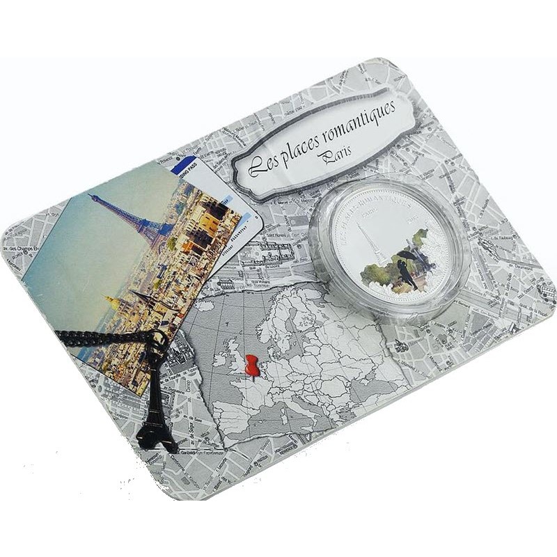 Серебряная монета Бенина "Романтичные места мира. Париж" 2013 г.в., 20 г чистого серебра (Проба 0,999)