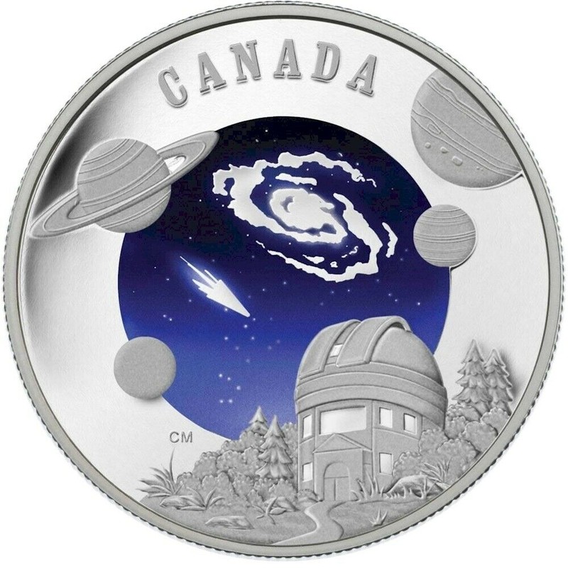 Серебряная монета Канады "Международный Год Астрономии" 2009 г.в., 31.22 г чистого серебра (проба 0,925)