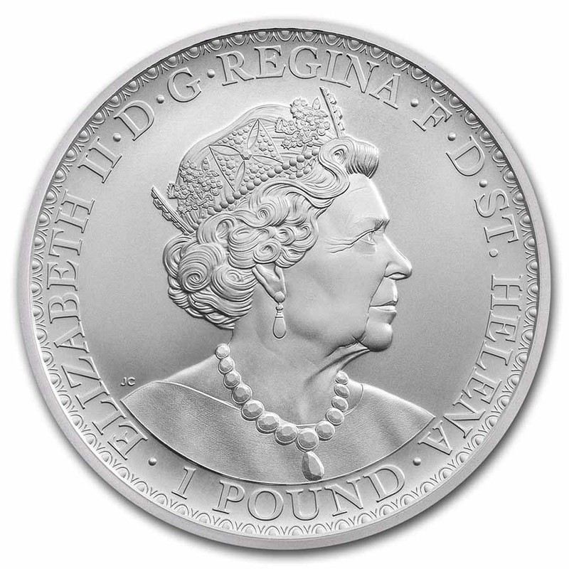 Серебряная монета Острова Св. Елены "Уна и Лев" 2021 г.в., 31.1 г чистого серебра (Проба 0,999)
