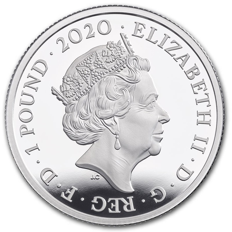 Серебряная монета Великобритании "Легенды музыки. Дэвид Боуи" 2020 г.в., 15.55 г чистого серебра (проба 0,999)