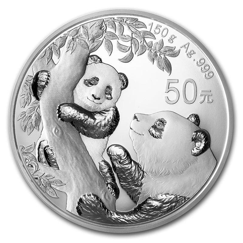 Серебряная монета Китая - Панда 2021 г.в. (пруф), 150 г чистого серебра (проба 999)
