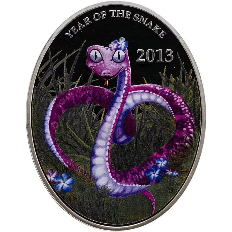 Серебряная монета "Год Змеи - Любовь" 2013 г.в., 26.16 г чистого серебра (Проба 0,925)